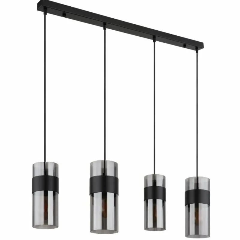 Suspension Verre Fumé-Luminaires Globo Lighting Scarfina Suspension Noir, 4 lumières