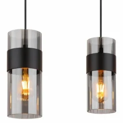 Suspension Verre Fumé-Luminaires Globo Lighting Scarfina Suspension Noir, 4 lumières
