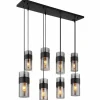 Suspension Verre Fumé-Luminaires Globo Lighting Scarfina Suspension Noir, 8 lumières