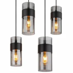 Suspension Verre Fumé-Luminaires Globo Lighting Scarfina Suspension Noir, 8 lumières