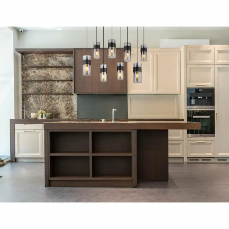 Suspension Verre Fumé-Luminaires Globo Lighting Scarfina Suspension Noir, 8 lumières