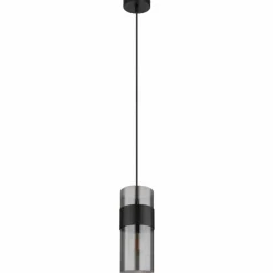 Suspension Verre Fumé-Luminaires Globo Lighting Scarfina Suspension Noir, 1 lumière