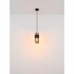 Suspension Verre Fumé-Luminaires Globo Lighting Scarfina Suspension Noir, 1 lumière