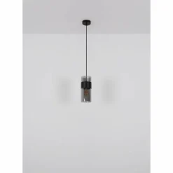 Suspension Verre Fumé-Luminaires Globo Lighting Scarfina Suspension Noir, 1 lumière