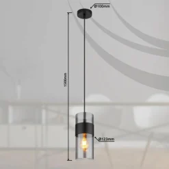 Suspension Verre Fumé-Luminaires Globo Lighting Scarfina Suspension Noir, 1 lumière