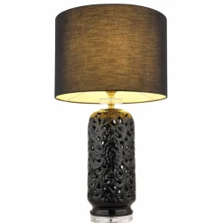 Lampes En Tissu-Luminaires Globo Lighting Sebastian Lampe à poser Noir, Transparent, 1 lumière