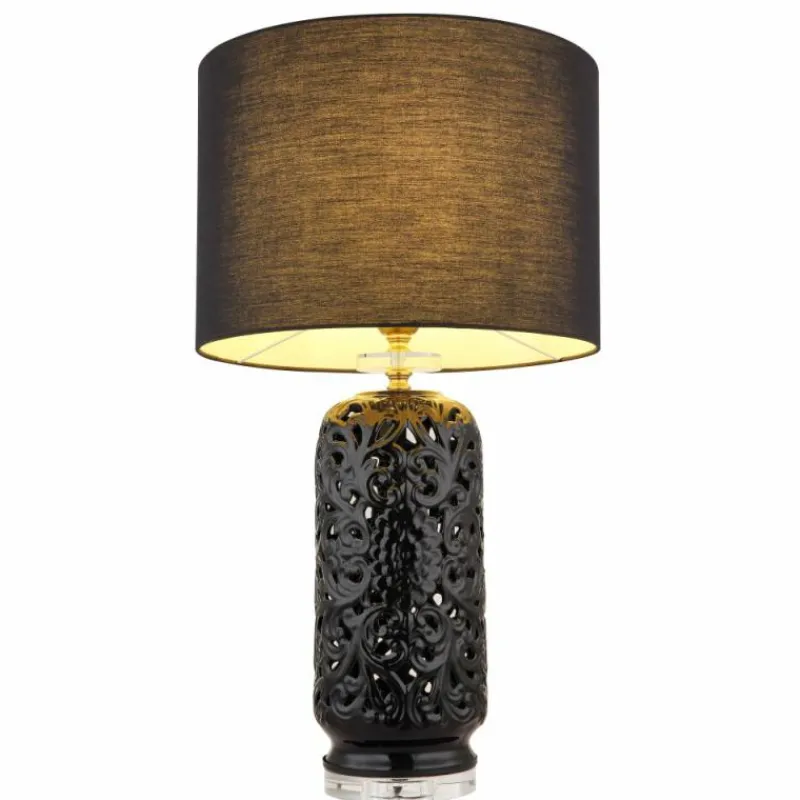 Lampes En Tissu-Luminaires Globo Lighting Sebastian Lampe à poser Noir, Transparent, 1 lumière