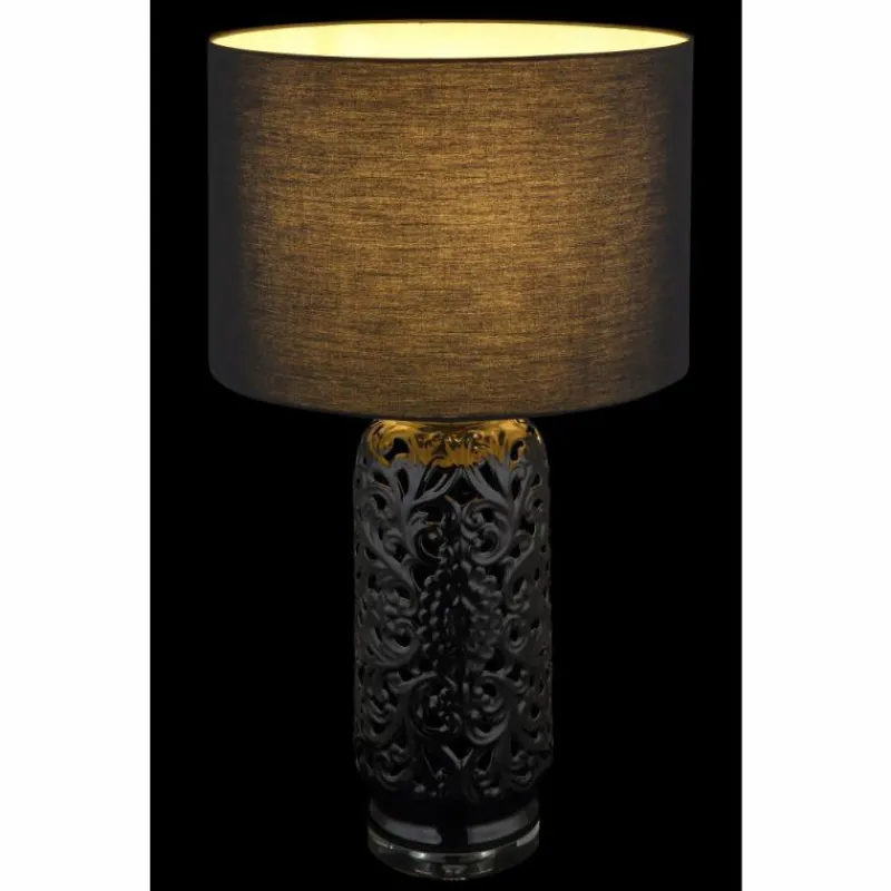 Lampes En Tissu-Luminaires Globo Lighting Sebastian Lampe à poser Noir, Transparent, 1 lumière