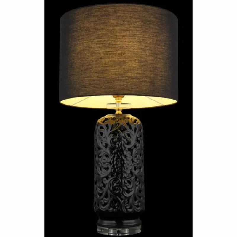 Lampes En Tissu-Luminaires Globo Lighting Sebastian Lampe à poser Noir, Transparent, 1 lumière