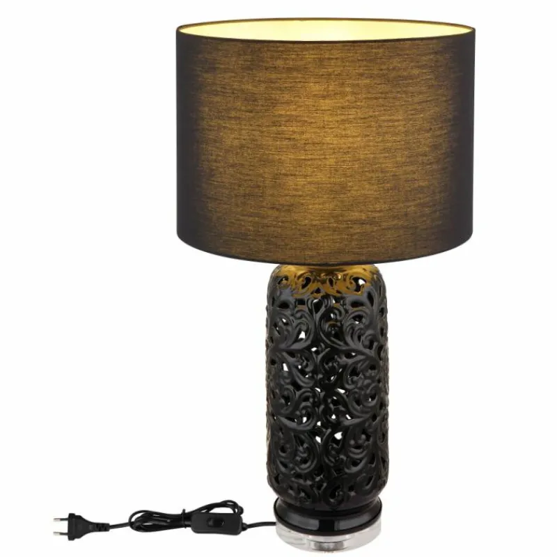 Lampes En Tissu-Luminaires Globo Lighting Sebastian Lampe à poser Noir, Transparent, 1 lumière