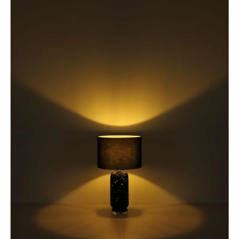 Lampes En Tissu-Luminaires Globo Lighting Sebastian Lampe à poser Noir, Transparent, 1 lumière