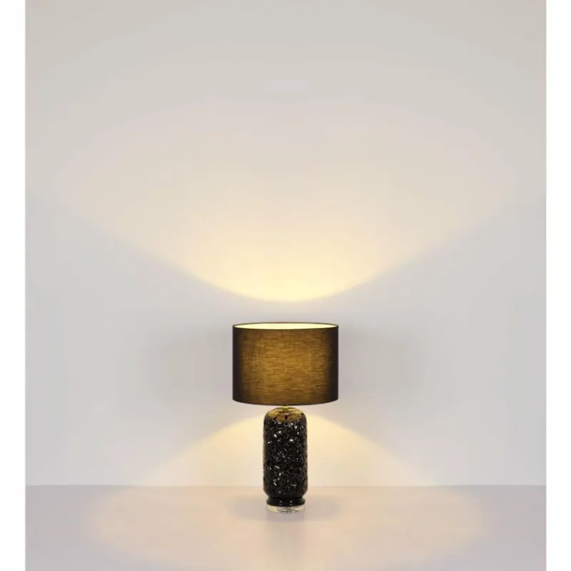 Lampes En Tissu-Luminaires Globo Lighting Sebastian Lampe à poser Noir, Transparent, 1 lumière