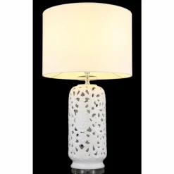 Lampes En Tissu-Luminaires Globo Lighting Sebastian Lampe à poser Transparent, Blanc, 1 lumière