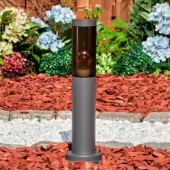 Suspension Verre Fumé-hofstein Sessa Borne lumineuse, Eclairage de chemin Anthracite, 1 lumière