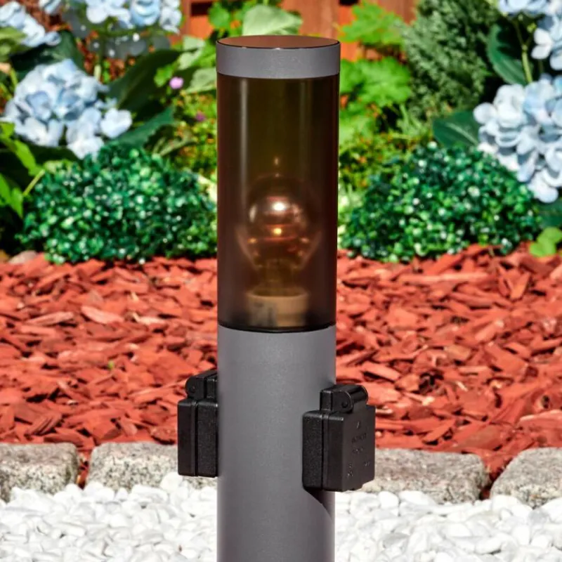 hofstein Sessa Borne lumineuse, Lampe à prise électrique, Eclairage de chemin Anthracite, 1 lumière