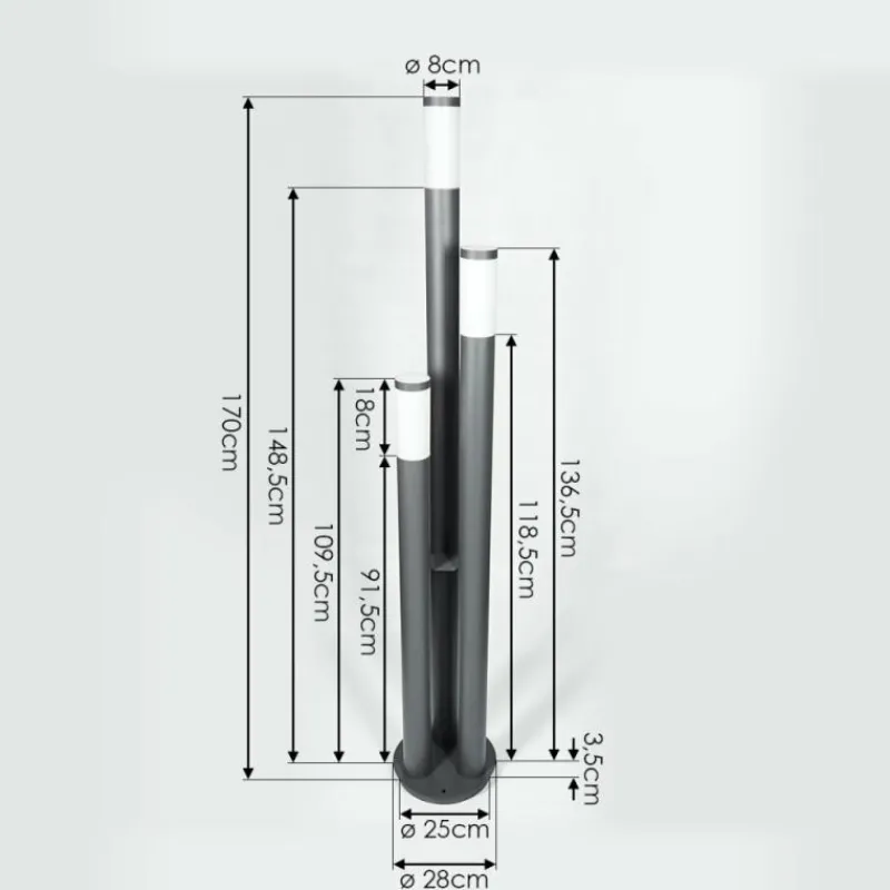 hofstein Sessa Eclairage de chemin Anthracite, 3 lumières