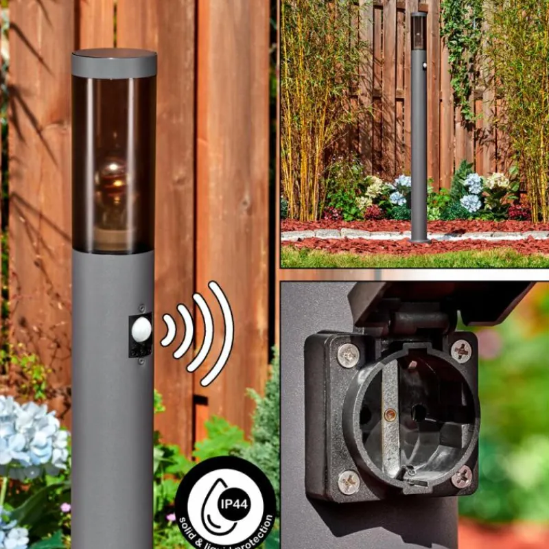 hofstein Sessa Lampe à prise électrique, Eclairage de chemin Anthracite, 1 lumière, Détecteur de mouvement