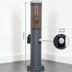 hofstein Sessa Prises électriques d'extérieur, Borne lumineuse, Eclairage de chemin Anthracite, 1 lumière, Détecteur de mouvement