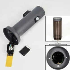 hofstein Sessa Prises électriques d'extérieur, Borne lumineuse, Eclairage de chemin Anthracite, 1 lumière, Détecteur de mouvement