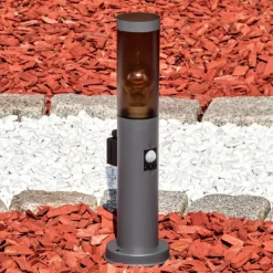 hofstein Sessa Prises électriques d'extérieur, Borne lumineuse, Eclairage de chemin Anthracite, 1 lumière, Détecteur de mouvement