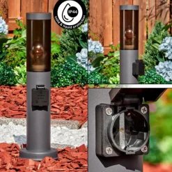 hofstein Sessa Prises électriques d'extérieur, Borne lumineuse, Eclairage de chemin Anthracite, 1 lumière