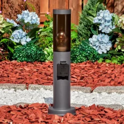 hofstein Sessa Prises électriques d'extérieur, Borne lumineuse, Eclairage de chemin Anthracite, 1 lumière