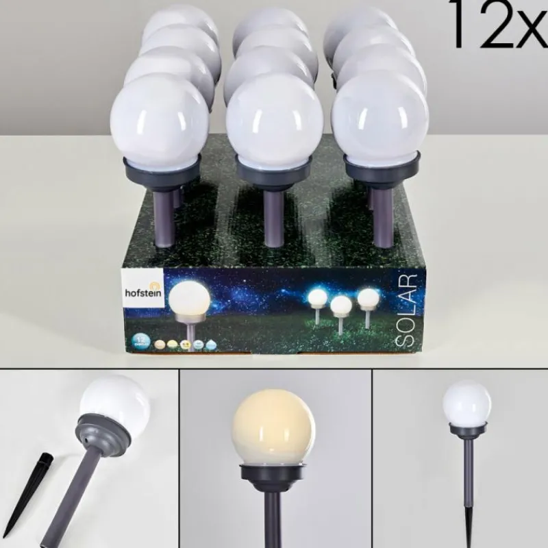 hofstein Set de 12 lampes de jardin Hakon LED Gris, 1 lumière