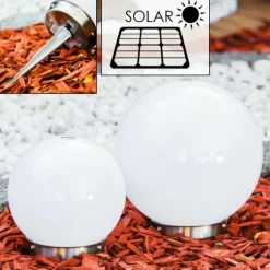 Lampes À Boules-hofstein Set de boules lumineuses solaires LED Acier inoxydable, 2 lumières