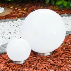 Lampes À Boules-hofstein Set de boules lumineuses solaires LED Acier inoxydable, 2 lumières