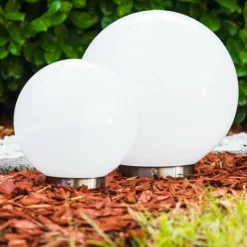 Lampes À Boules-hofstein Set de boules lumineuses solaires LED Acier inoxydable, 2 lumières