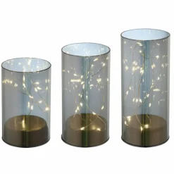 Suspension Verre Fumé-Luminaires Globo Lighting Set de Lampe de table Globo HANNI LED Gris, 45 lumières