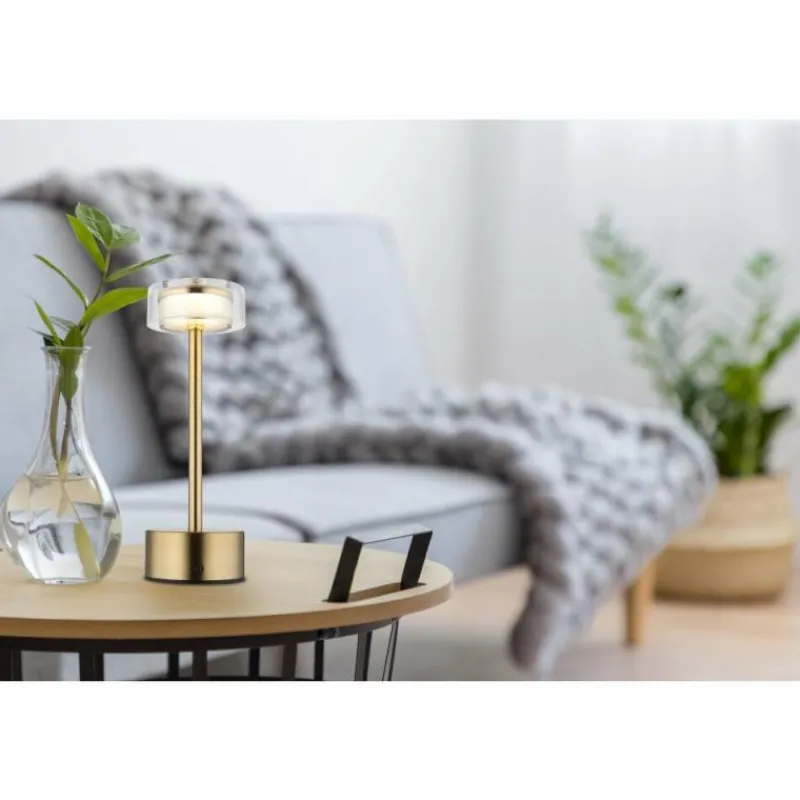 Suspension Verre Fumé-Luminaires Globo Lighting Shira Lampe à poser LED Laiton, 1 lumière