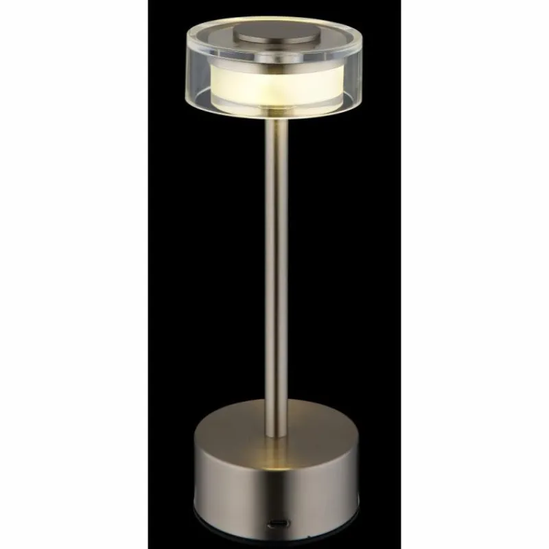 Suspension Verre Fumé-Luminaires Globo Lighting Shira Lampe à poser LED Nickel mat, 1 lumière