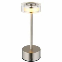 Suspension Verre Fumé-Luminaires Globo Lighting Shira Lampe à poser LED Nickel mat, 1 lumière