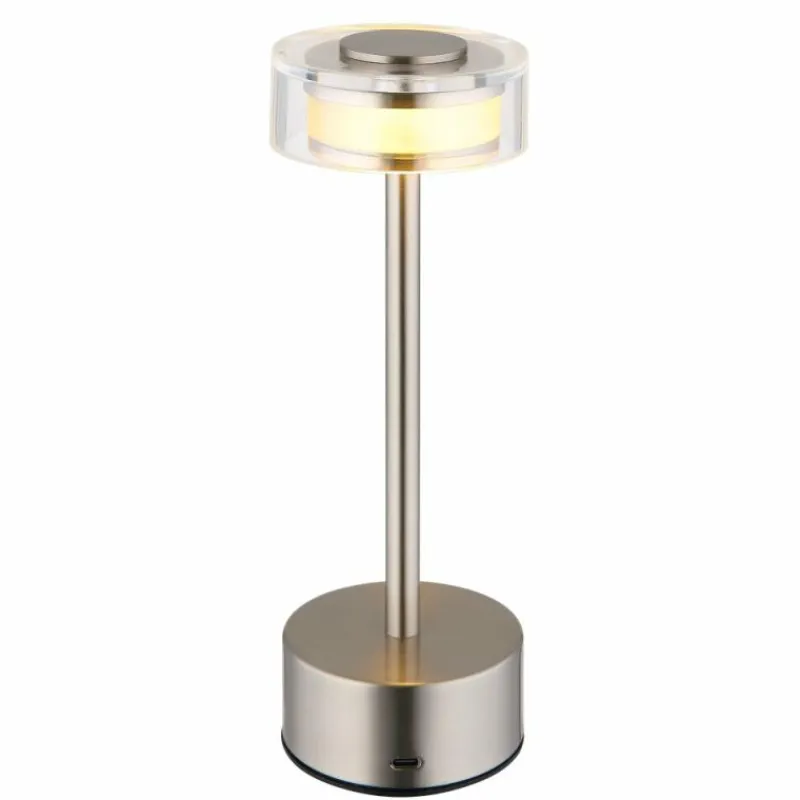 Suspension Verre Fumé-Luminaires Globo Lighting Shira Lampe à poser LED Nickel mat, 1 lumière