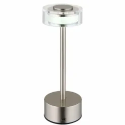 Suspension Verre Fumé-Luminaires Globo Lighting Shira Lampe à poser LED Nickel mat, 1 lumière