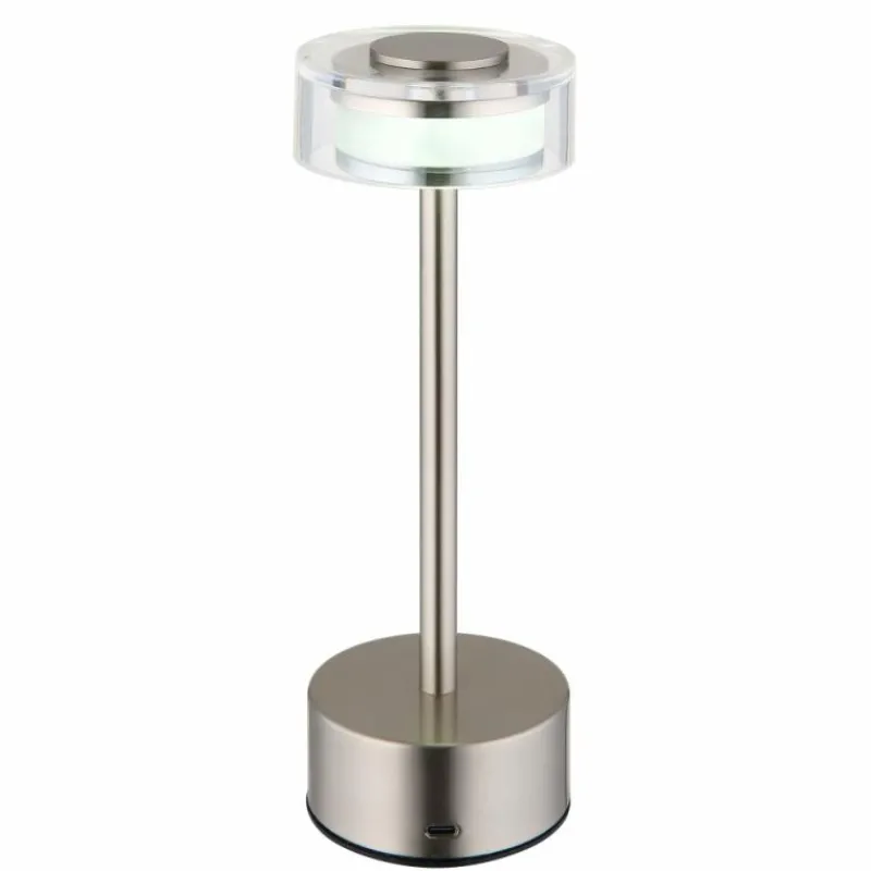 Suspension Verre Fumé-Luminaires Globo Lighting Shira Lampe à poser LED Nickel mat, 1 lumière