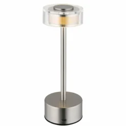 Suspension Verre Fumé-Luminaires Globo Lighting Shira Lampe à poser LED Nickel mat, 1 lumière