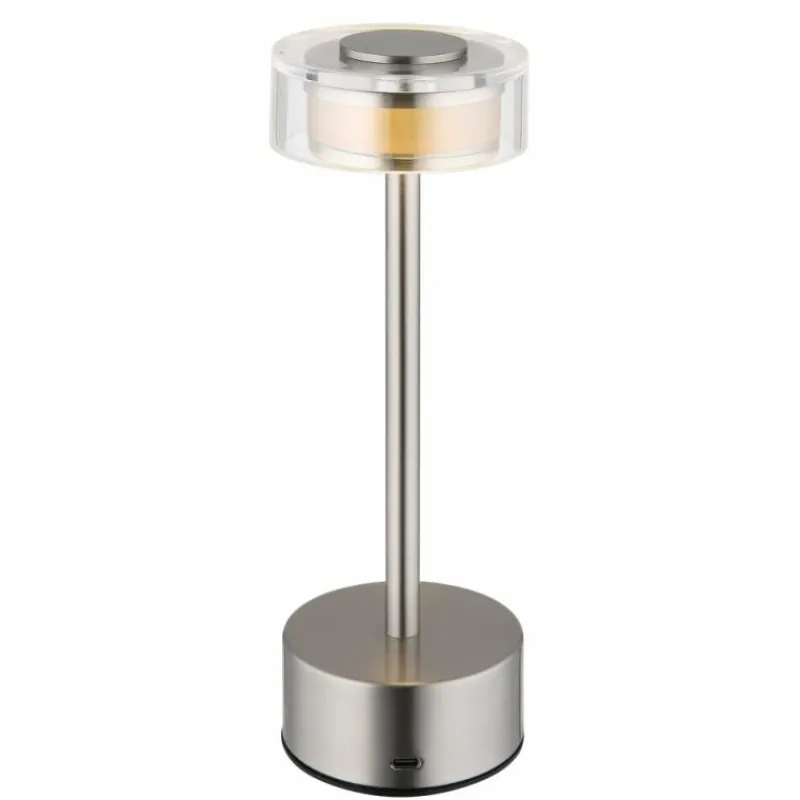 Suspension Verre Fumé-Luminaires Globo Lighting Shira Lampe à poser LED Nickel mat, 1 lumière