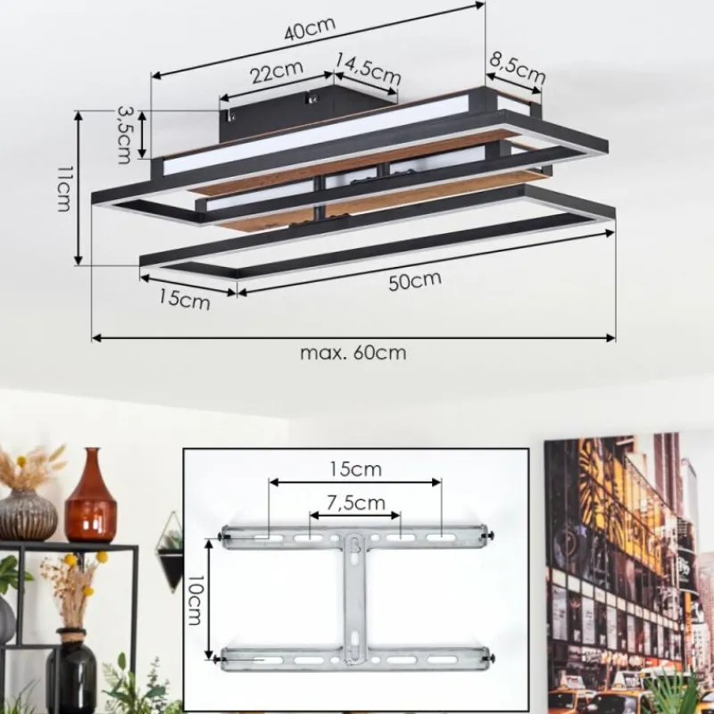 hofstein Sigersvik Plafonnier LED Écru, Noir, 1 lumière