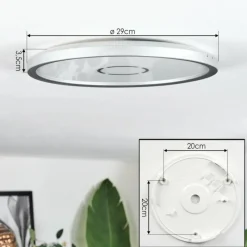 hofstein Simonstorp Plafonnier, Panel LED Argenté, Blanc, 1 lumière