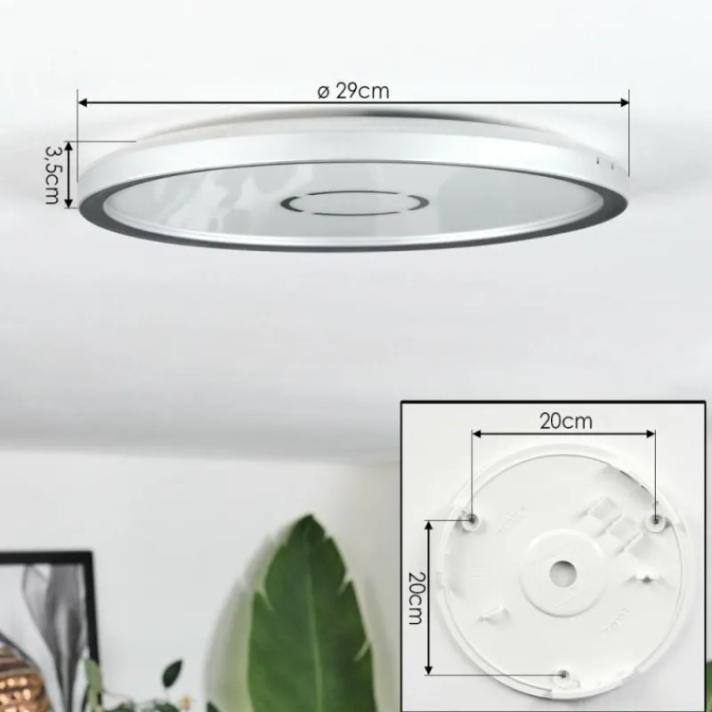 hofstein Simonstorp Plafonnier, Panel LED Argenté, Blanc, 1 lumière