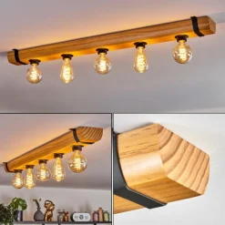 hofstein Skads Plafonnier Écru, Noir, 5 lumières