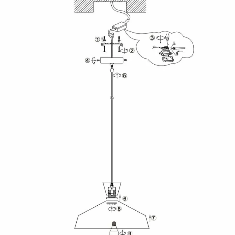 Lampes Dorées-Luminaires Steinhauer Skandina Suspension Or, Noir, 1 lumière