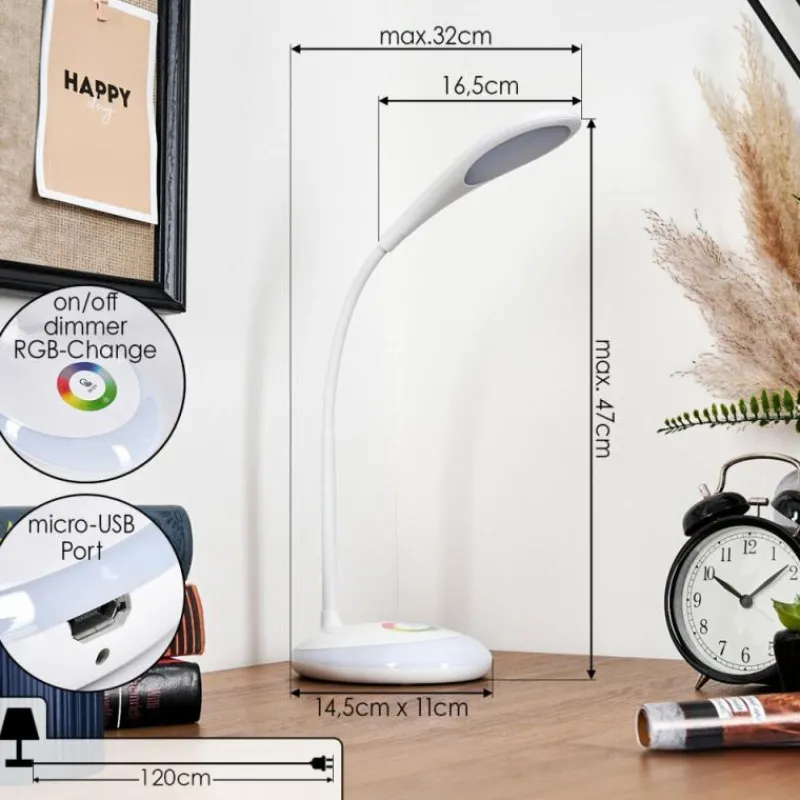 hofstein Sneslev Lampe de bureau, Lampe à poser LED Blanc, 1 lumière, Changeur de couleurs