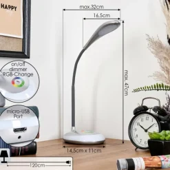 hofstein Sneslev Lampe de bureau, Lampe à poser LED Argenté, 1 lumière, Changeur de couleurs