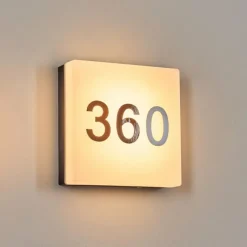 hofstein Sneslev Lampe murale d´extérieur, Numéro de maison lumineux, Applique murale Noir, 1 lumière