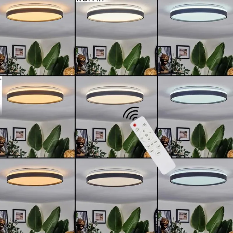 Luminaires Scandinaves-hofstein Sofo Plafonnier LED Noir, 1 lumière, Télécommandes