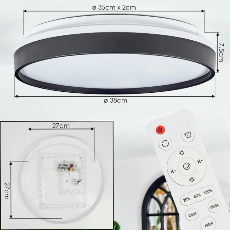 hofstein Sofo Plafonnier, Panel LED Blanc, 1 lumière, Télécommandes