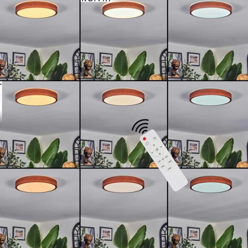 Lampes En Bois-hofstein Sofo Plafonnier, Panel LED Blanc, 1 lumière, Télécommandes